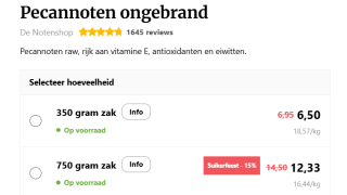 15% korting op geselecteerde producten bij Denotenshop