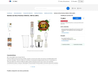 Batidora de mano Moulinex DD655A 1000W 0,800L por 35,99€