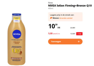 Nivea lotion Firming+Bronze Q10 voor €5 vanaf 2 stuks bij Colruyt