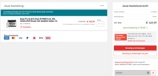 Tefal Easy Fry & Grill 8.3L XXL dubbele airfryer (EY905D) voor €149,99