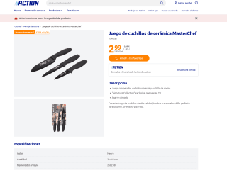 Juego de cuchillos de cerámica MasterChef por solo 2,99€