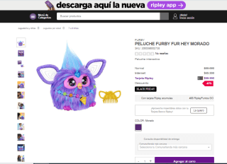 Peluche Furby Hey Morado por $59.990