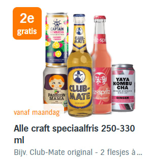 1+1 gratis op alle craft speciaalfris 250-330 ml bij de AH