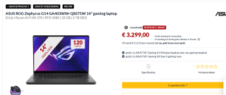 ASUS ROG Zephyrus G14 GA403WW-QS075W voor €3.299 bij Alternate