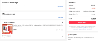 Tableta Teclast P30 Android 14, 10,1 pulgadas, Max 12GB RAM, 128GB ROM, por 65,30€