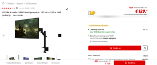 Kingston HyperX Armada 25 FHD Gaming Monitor voor €129 bij de Mediamarkt