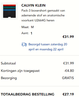 3 Pack Calvin Klein boxershorts voor €27,19 dmv code bij Secret Sales