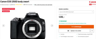 Canon EOS 250D camerabody voor €499 bij Kamera Express