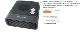 Calefactor - Rowenta Comfort Silence SO5115, 2400 W, 25 m², 2 Velocidades, Temperatura Ajustable, Silencioso, Anticongelante por 29.99€
