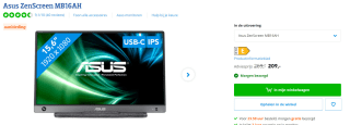 ASUS ZenScreen MB16AH - LED-monitor voor €209 bij Coolblue