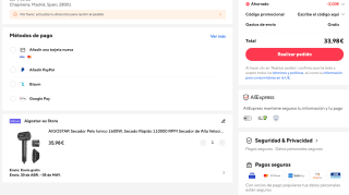 AIGOSTAR Secador Pelo Ionico 1600W 2 Velocidades 4 Temperaturas por solo 33,98€