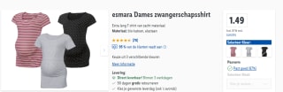 Zwangerschapsshirt voor €1,49 in de Lidl Webshop