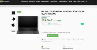HP 255 G10 AL0A0AT Ryzen 3 7330u 8GB RAM 256GB SSD 15.6" (39.6 cm) Full HD por solo 289€