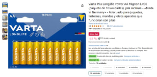 Varta 10 Pilas Longlife Power AA Mignon LR06 por 4,40€