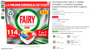 Fairy Platinum Plus Todo en 1, Pastillas Lavavajillas, 114 Capsulas por 22,99€