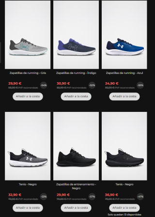 Hasta 70% + 10€ descuento en ropa y calzado Under Armour precios d elocura