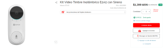 Kit Video Timbre Ezviz con Sirena por $1,399 en Sanborns