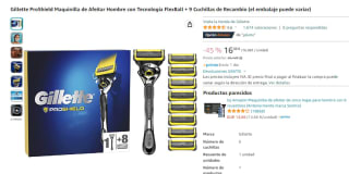 Gillette ProShield Maquinilla de Afeitar + 9 Cuchillas de Recambio por 16,08€