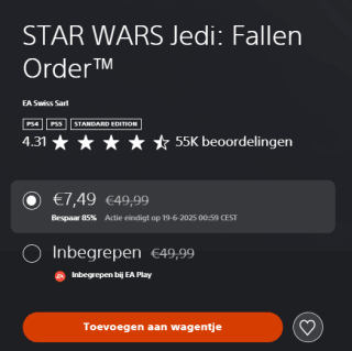 Star Wars Jedi: Fallen Order voor €7,49 in de Playstation Store