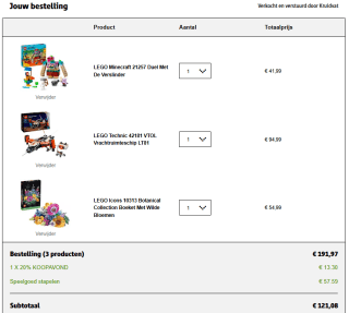 30% korting bij aankoop vanaf 3 LEGO sets bij Kruidvat