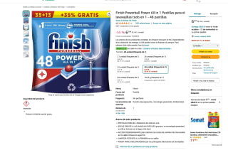 Finish Powerball Power All in 1 Pastillas para lavavajillas todo en 1- 48 pastillas por solo 6,50€