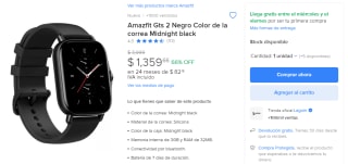 Amazfit Gts 2 Negro por $1,360 | Descuento Mercado Libre