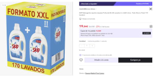 Skip detergente líquido duplo 85+85 dosis por 19,84€ (Cuenta Nueva 11.9€)
