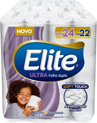 Papel Higiênico Elite Dualette com Folha Dupla e 24 rolos - R$ 37,50