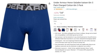 3- pack Under Armour Heren boxershorts voor €14,95 bij Amazon