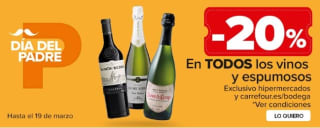20% dto. en cupón canjeable en selección de vinos y espumosos