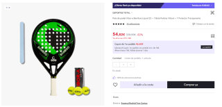 Pala de padel Vibor-a Bamboo Liquid 22 + 1 Bote Pelotas Vibora + 1 Protector Transparente por 54.82€ (Cuenta Nueva 42.82€)