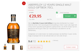 Aberfeldy, 12 years - Goldbar Giftpack 70cl voor €29,95 bij Drankdozijn