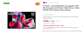 TV OLED 55" LG OLED55G36LA por 1473€