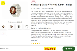 Samsung Galaxy Watch7 - 40mm - SM-L300 - Creme of groen voor €159 bij Proshop