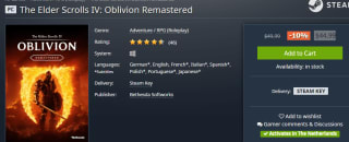 The Elder Scrolls IV: Oblivion Remastered voor €39,55 bij Gamesplanet US