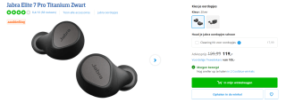 Jabra Elite 7 Pro Titanium Zwart voor €119 bij Coolblue