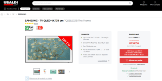 TV LED 55" Samsung The Frame TQ55LS03B à 899€