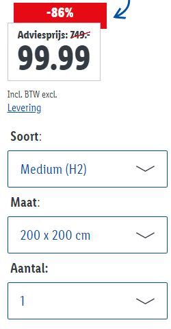 Prijsfout? Hn8 gelschuim matrastopper Surf 100 alle maten voor €99 in de Lidl webshop