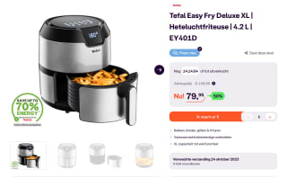 Tefal Easy Fry Deluxe XL EY401D voor €79,95 bij iBOOD