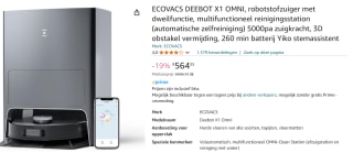 Ecovacs X1 OMNI Robotstofzuiger met dweilfunctie voor €564,35 bij Amazon