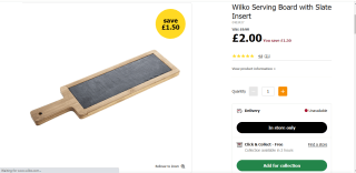 Wilko Serving Board with Slate Insert for £2 at Wilko
