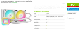 Corsair iCUE H100i ELITE CAPELLIX XT Wit, 240mm voor €84,90 bij Megekko
