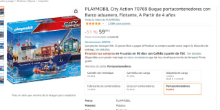 Playmobil City Action 70769 Buque portacontenedores con Barco aduanero por 59€