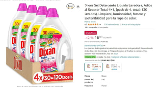 Dixan Gel Detergente Líquido Lavadora, Adiós al Separar Total 4+1, (pack de 4, total: 120 lavados) por 16,46€