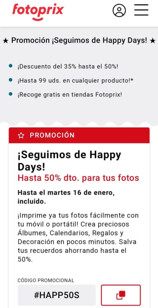 Hasta un -50% en tus fotos desde Fotoprix.