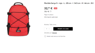 Mochila Eastpak Gerys S de 16L por 32.99€