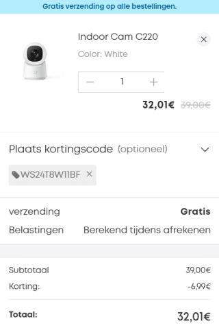 Eufy Indoor Cam C220 voor €32,01 bij Eufy