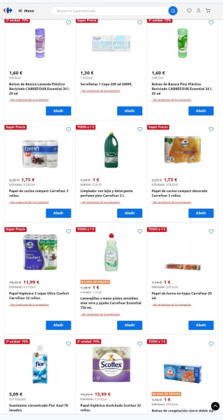 Segunda Unidad al -70% Droguería y Limpieza en Carrefour.