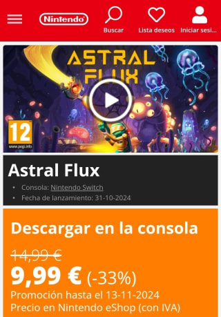 Astral Flux Nintendo Switch por 9,99€.