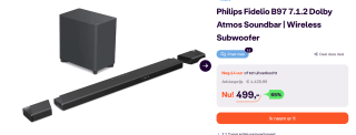 Philips B97 Fidelio - Soundbar met Draadloze Subwoofer voor €499 bij Ibood